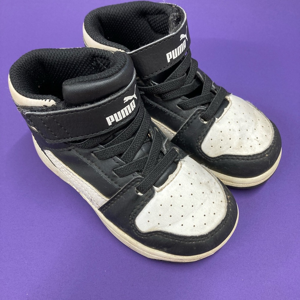 Puma Kids Black and White High-Top Sneakers